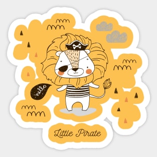 Little Lion cub pirate in the town Sticker